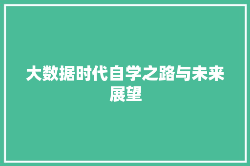 大数据时代自学之路与未来展望