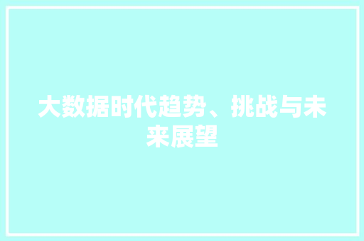 大数据时代趋势、挑战与未来展望