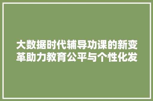 大数据时代辅导功课的新变革助力教育公平与个性化发展