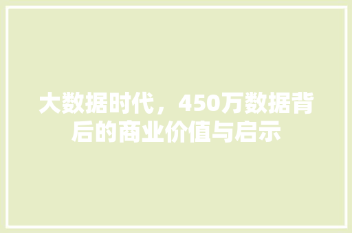 大数据时代，450万数据背后的商业价值与启示