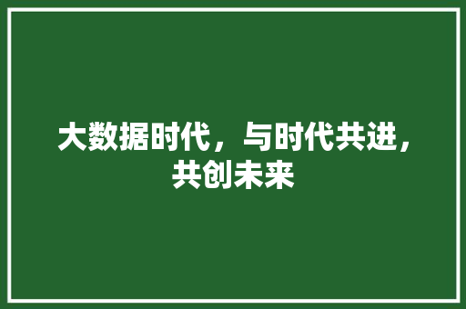 大数据时代，与时代共进，共创未来