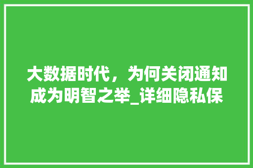 大数据时代，为何关闭通知成为明智之举_详细隐私保护与信息过载问题