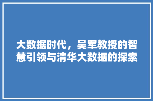 大数据时代，吴军教授的智慧引领与清华大数据的探索之路