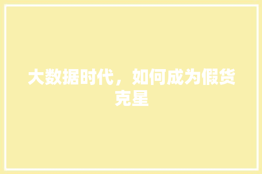 大数据时代,如何成为假货克星 大数据时代,如何成为假货克星