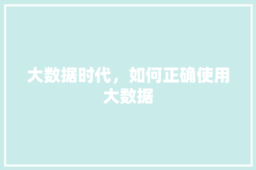 大数据时代，如何正确使用大数据