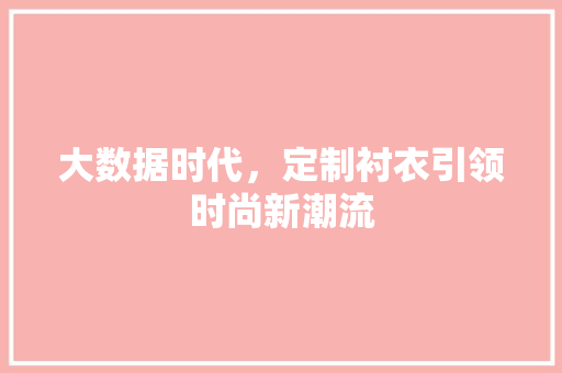 大数据时代，定制衬衣引领时尚新潮流 电脑配置