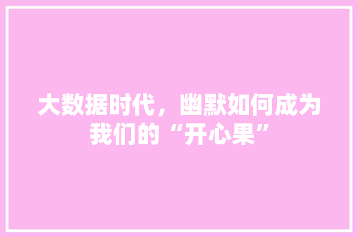 大数据时代，幽默如何成为我们的“开心果”