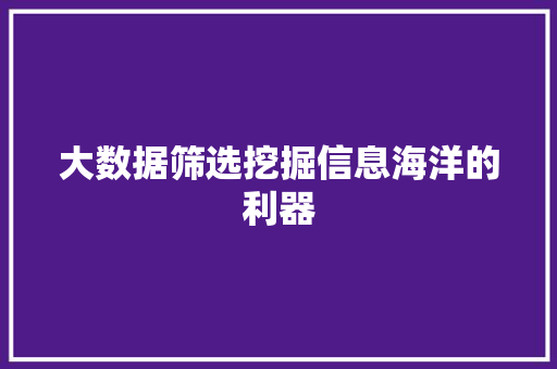 大数据筛选挖掘信息海洋的利器