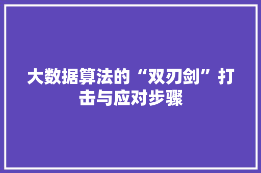 大数据算法的“双刃剑”打击与应对步骤