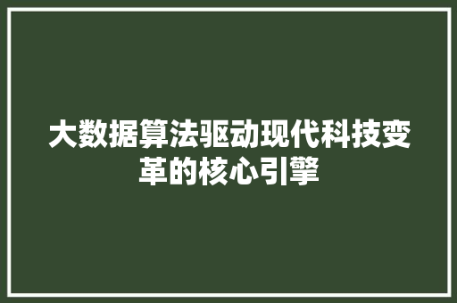 大数据算法驱动现代科技变革的核心引擎