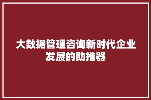 大数据管理咨询新时代企业发展的助推器