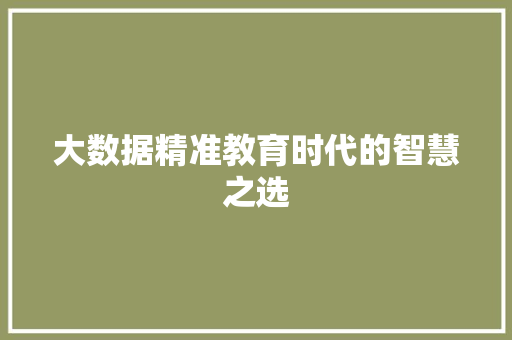 大数据精准教育时代的智慧之选