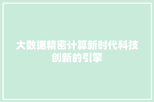 大数据精密计算新时代科技创新的引擎