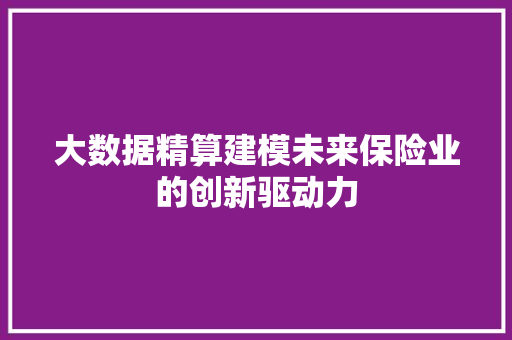 大数据精算建模未来保险业的创新驱动力