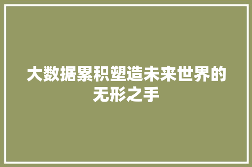 大数据累积塑造未来世界的无形之手