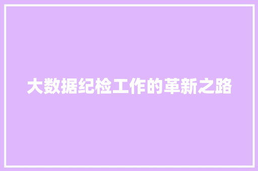 大数据纪检工作的革新之路