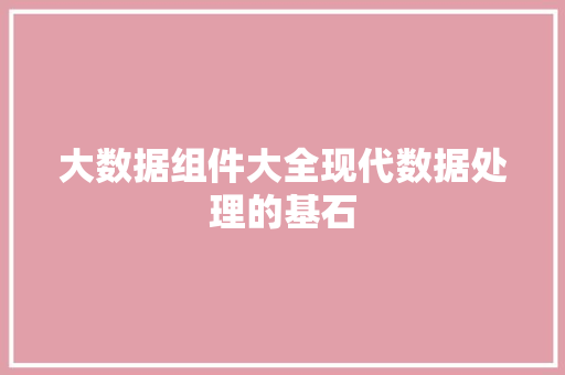 大数据组件大全现代数据处理的基石 电脑配置