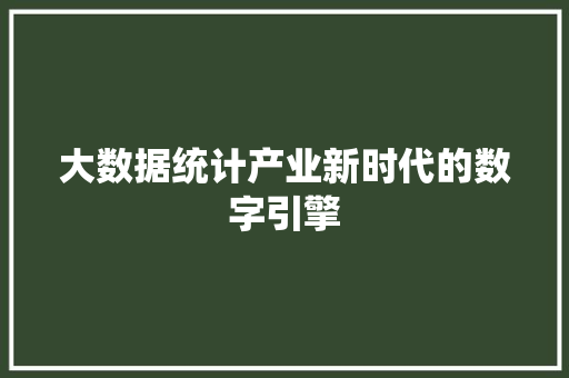 大数据统计产业新时代的数字引擎