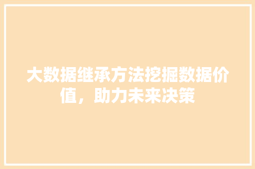 大数据继承方法挖掘数据价值，助力未来决策