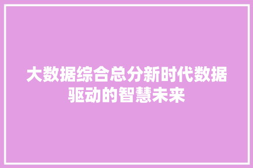 大数据综合总分新时代数据驱动的智慧未来