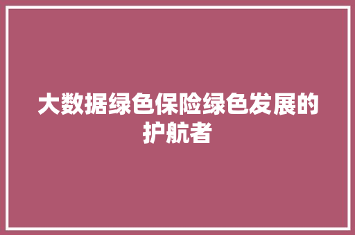 大数据绿色保险绿色发展的护航者