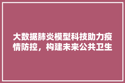 大数据肺炎模型科技助力疫情防控，构建未来公共卫生防线