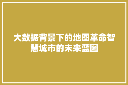 大数据背景下的地图革命智慧城市的未来蓝图