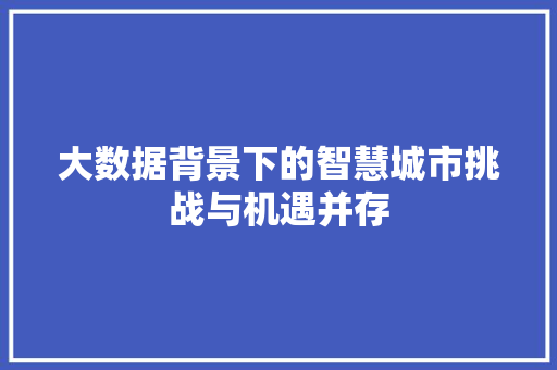 大数据背景下的智慧城市挑战与机遇并存