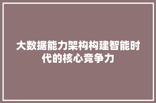 大数据能力架构构建智能时代的核心竞争力