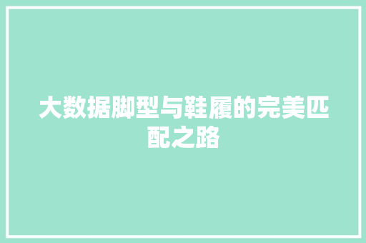 大数据脚型与鞋履的完美匹配之路