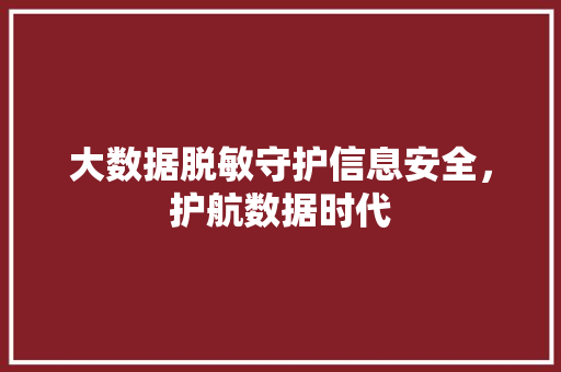 大数据脱敏守护信息安全，护航数据时代