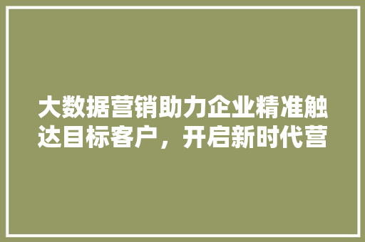 大数据营销助力企业精准触达目标客户，开启新时代营销之路