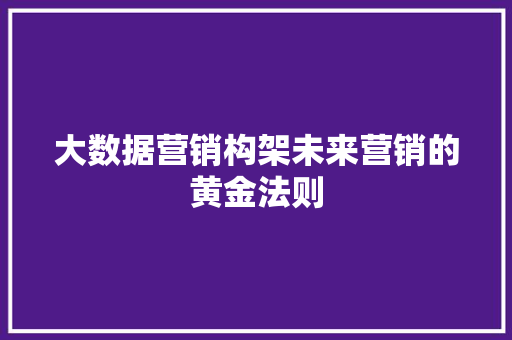 大数据营销构架未来营销的黄金法则