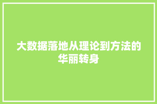 大数据落地从理论到方法的华丽转身