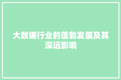 大数据行业的蓬勃发展及其深远影响 大数据行业的蓬勃发展及其深远影响