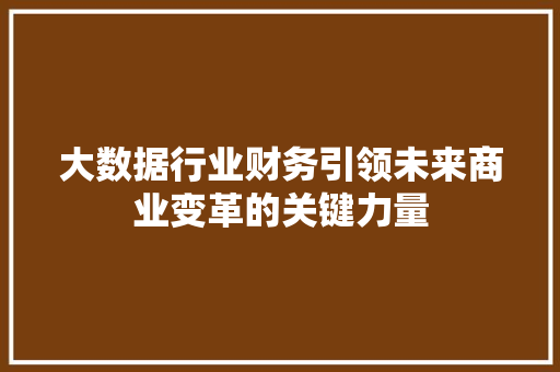 大数据行业财务引领未来商业变革的关键力量