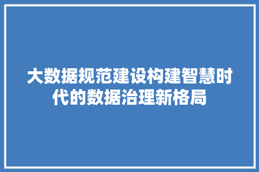 大数据规范建设构建智慧时代的数据治理新格局