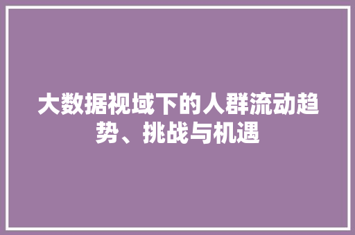 大数据视域下的人群流动趋势、挑战与机遇