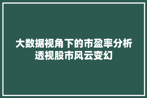 大数据视角下的市盈率分析透视股市风云变幻