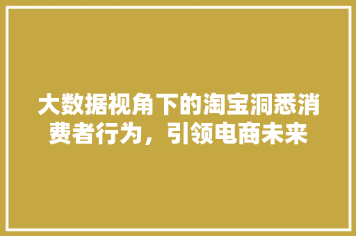 大数据视角下的淘宝洞悉消费者行为，引领电商未来