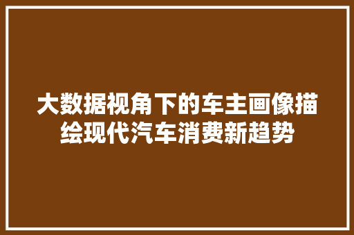 大数据视角下的车主画像描绘现代汽车消费新趋势