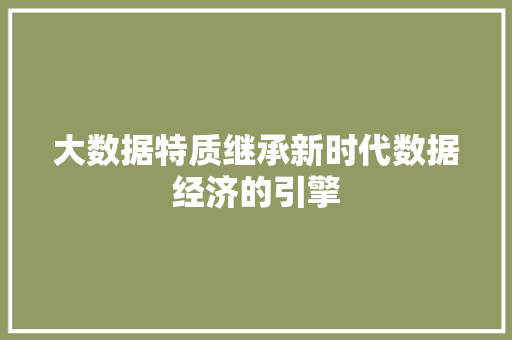 大数据特质继承新时代数据经济的引擎