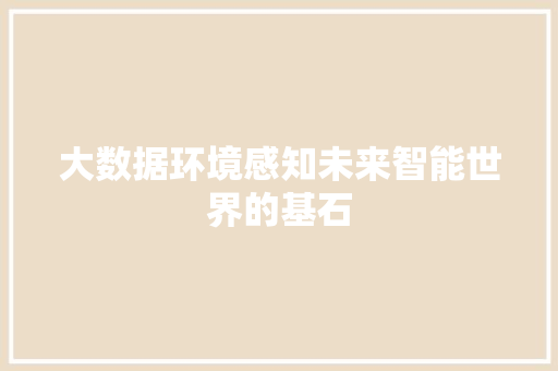 大数据环境感知未来智能世界的基石