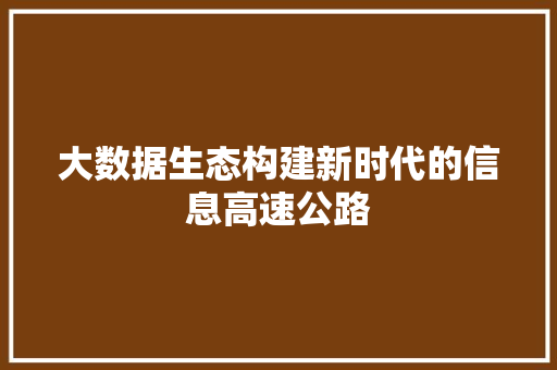 大数据生态构建新时代的信息高速公路