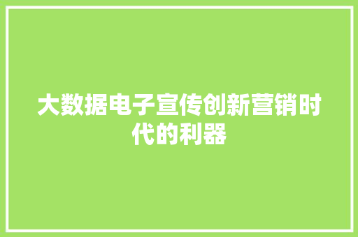 大数据电子宣传创新营销时代的利器 电脑基础