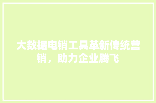 大数据电销工具革新传统营销，助力企业腾飞
