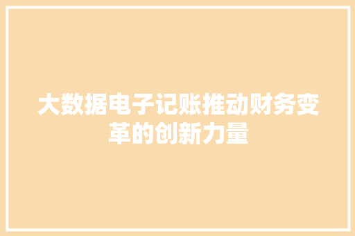 大数据电子记账推动财务变革的创新力量