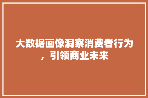大数据画像洞察消费者行为，引领商业未来