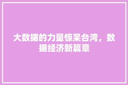 大数据的力量惊呆台湾，数据经济新篇章