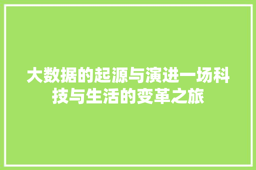 大数据的起源与演进一场科技与生活的变革之旅 大数据的起源与演进一场科技与生活的变革之旅